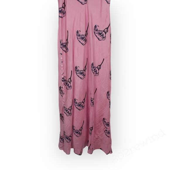 Large Alix of Bohemia Athens Pink Calla Lily Silk Slip Dress Sweetheart Lined - Picture 14 of 16